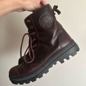 Palladium Women’s Size 8.5 Leather Burgundy Boots